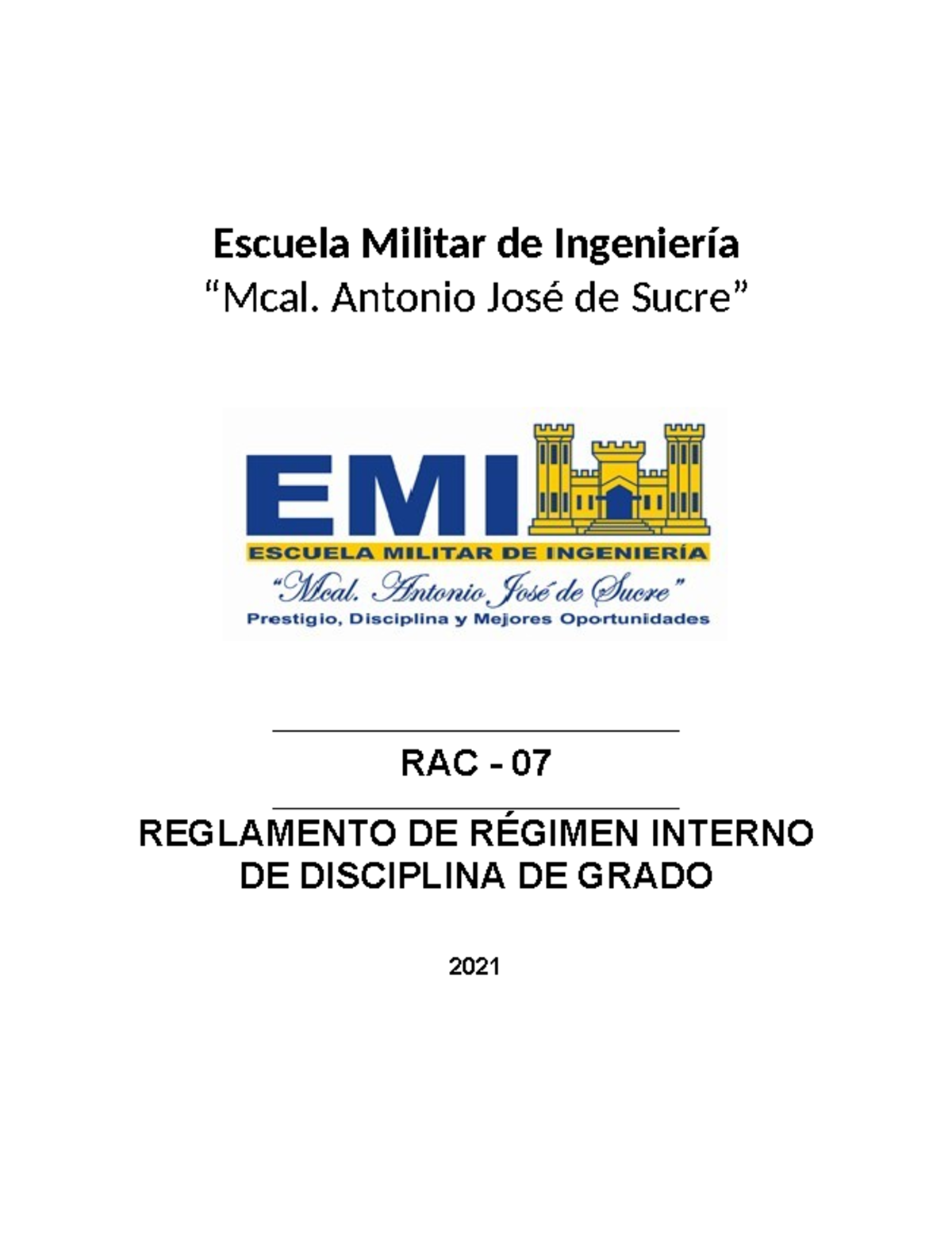 RAC 07 Reglamento de Régimen Interno de Disciplina de Grado 2021 - Studocu