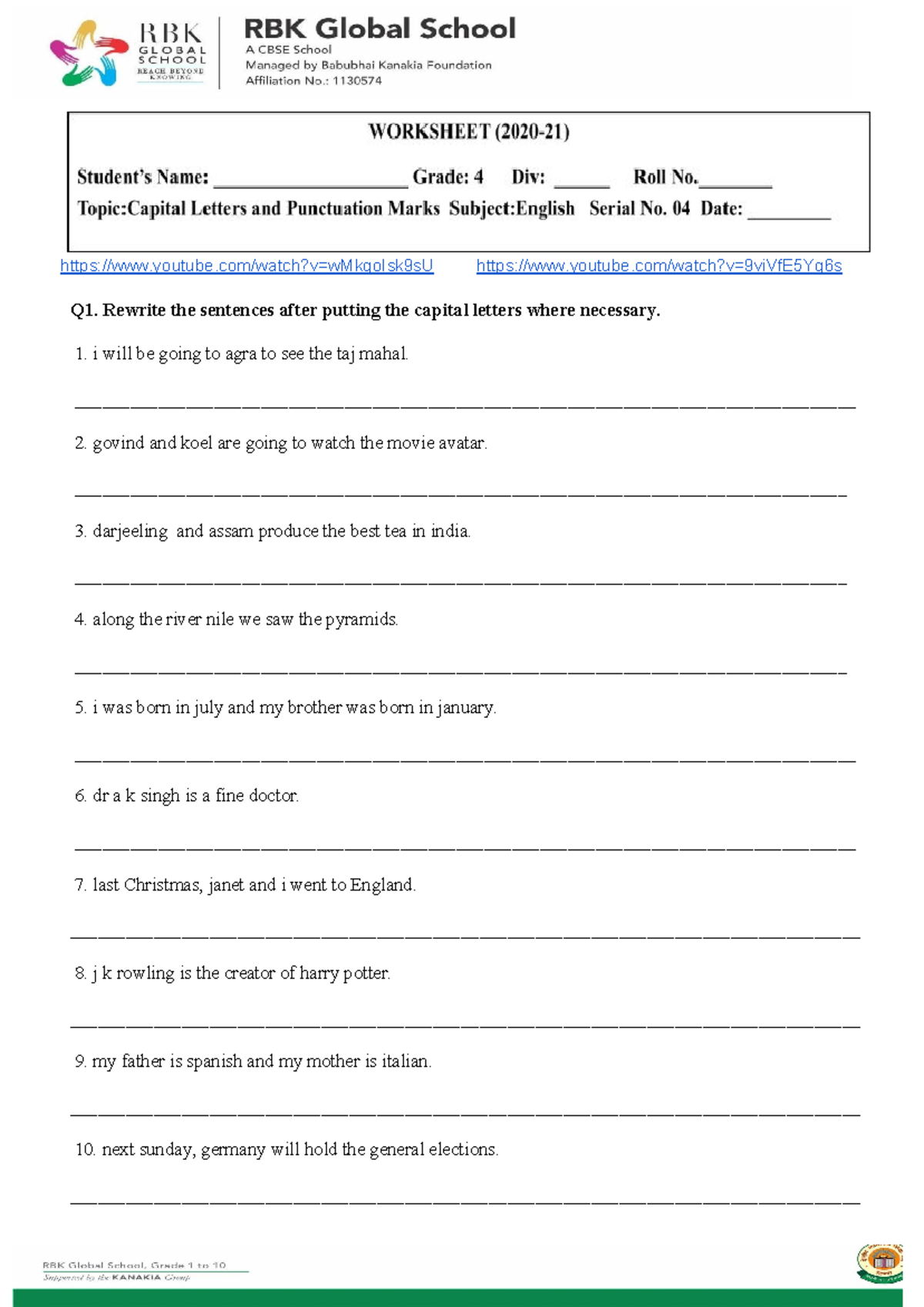 English Capitalization Rules: Exercises and Examples - Studocu