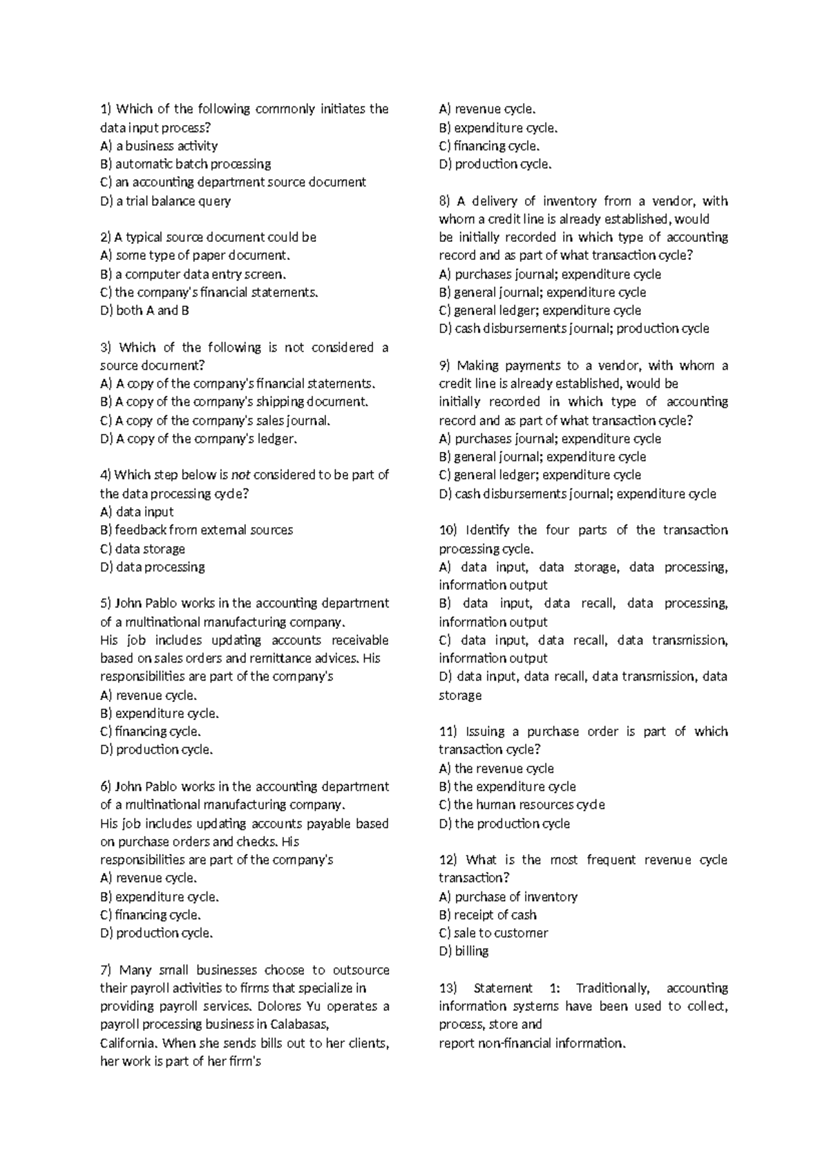 AIS Review Questions and Answers for Exam Preparation - Studocu