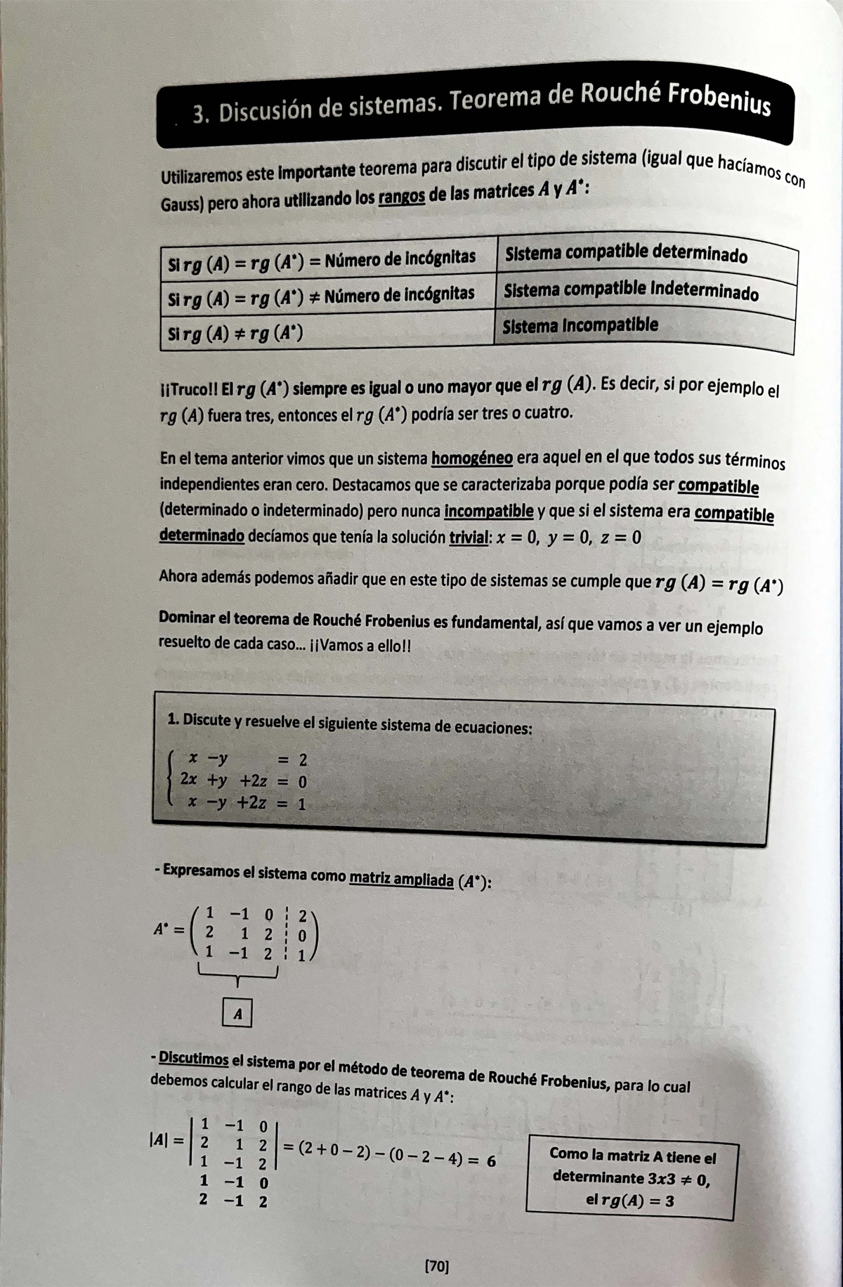 3. Ejercicio sobre el Teorema de Rouché-Frobenius en Sistemas - Studocu