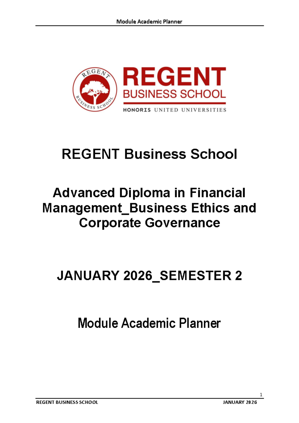 REGENT Business School Advanced Diploma in Financial Management ...