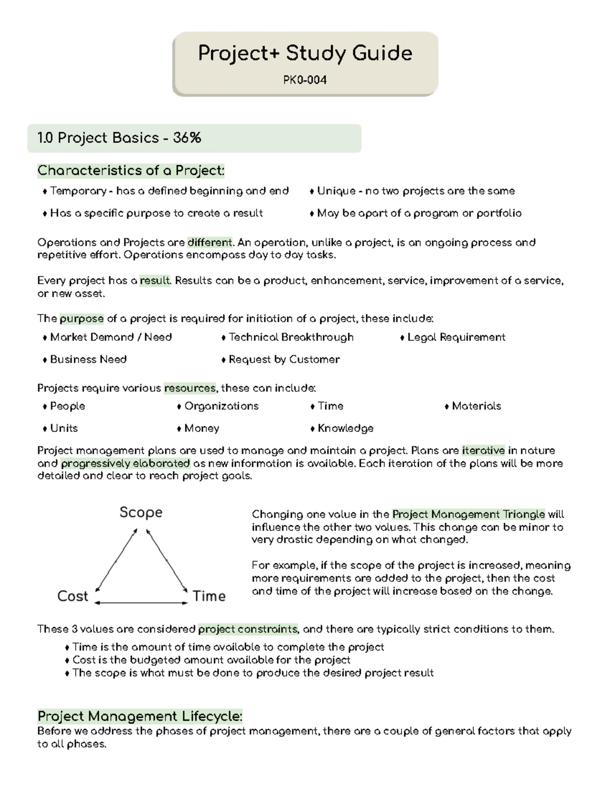 C722 Project Management Study Guide: Key Concepts and Phases - Studocu