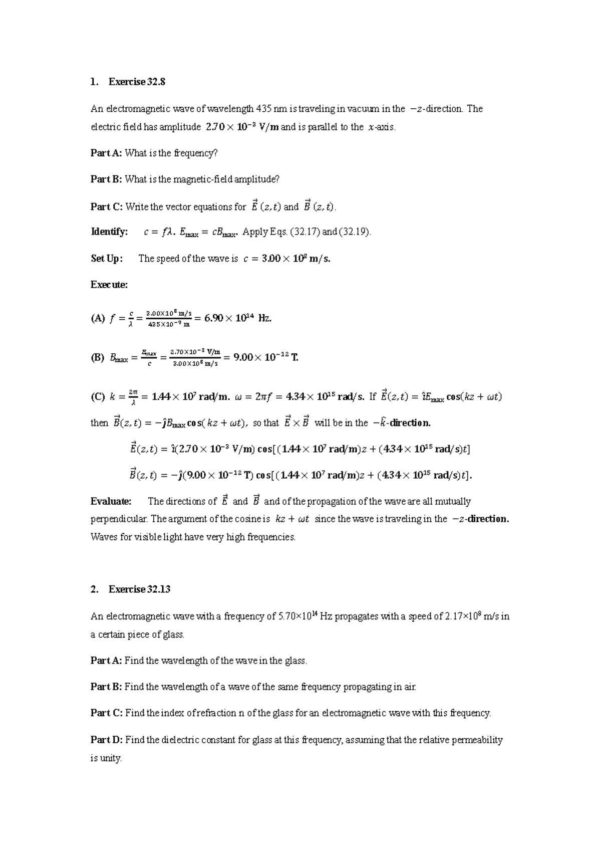 Homework 10 Solutions: Electromagnetic Waves & Polarization (PHYS 101 ...