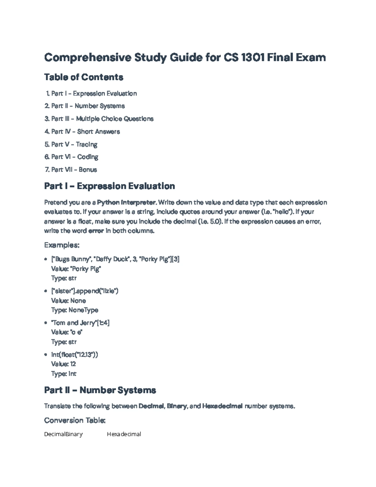 CS 1301 Summer 2024 Exam 1 - Version A Coding Problems & Solutions ...