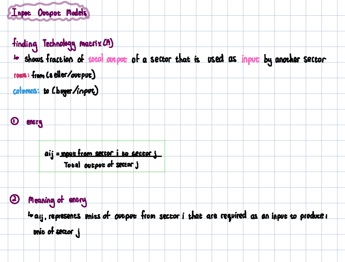 Input Output Models: Technology Matrix Analysis (A) - Studocu