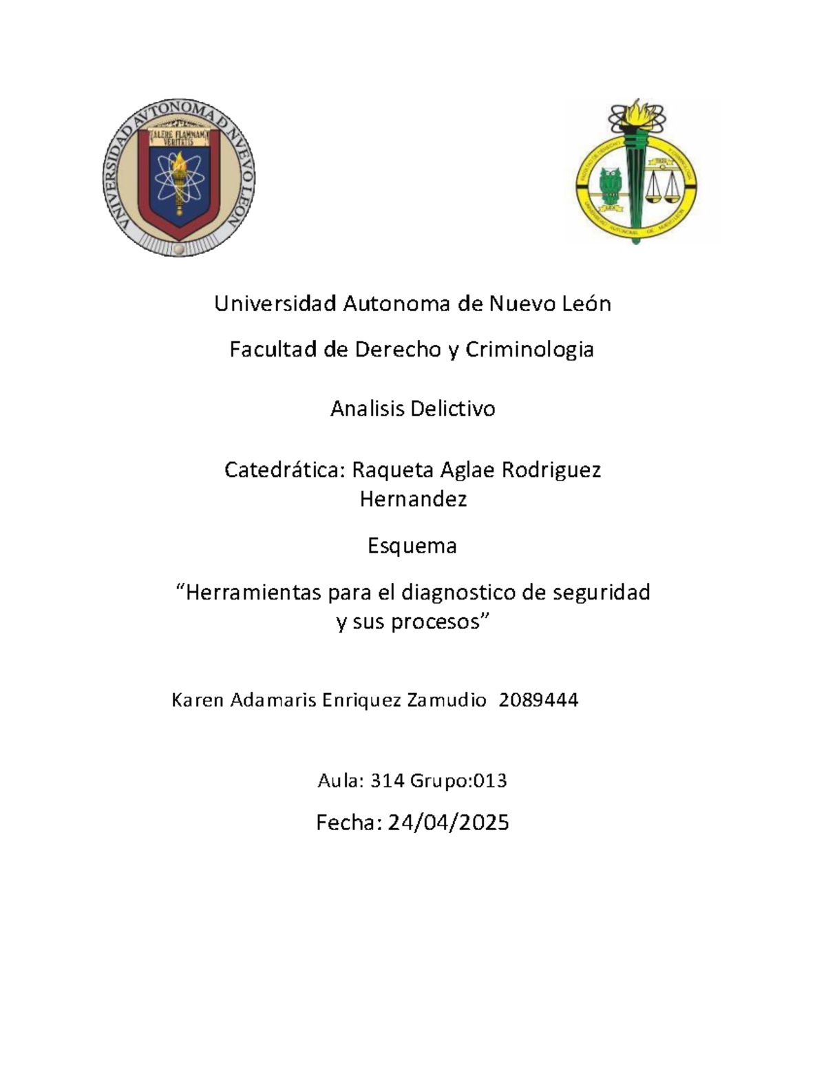 Esquema de Diagnóstico de Seguridad y Análisis Delictivo - KAEZ - Studocu