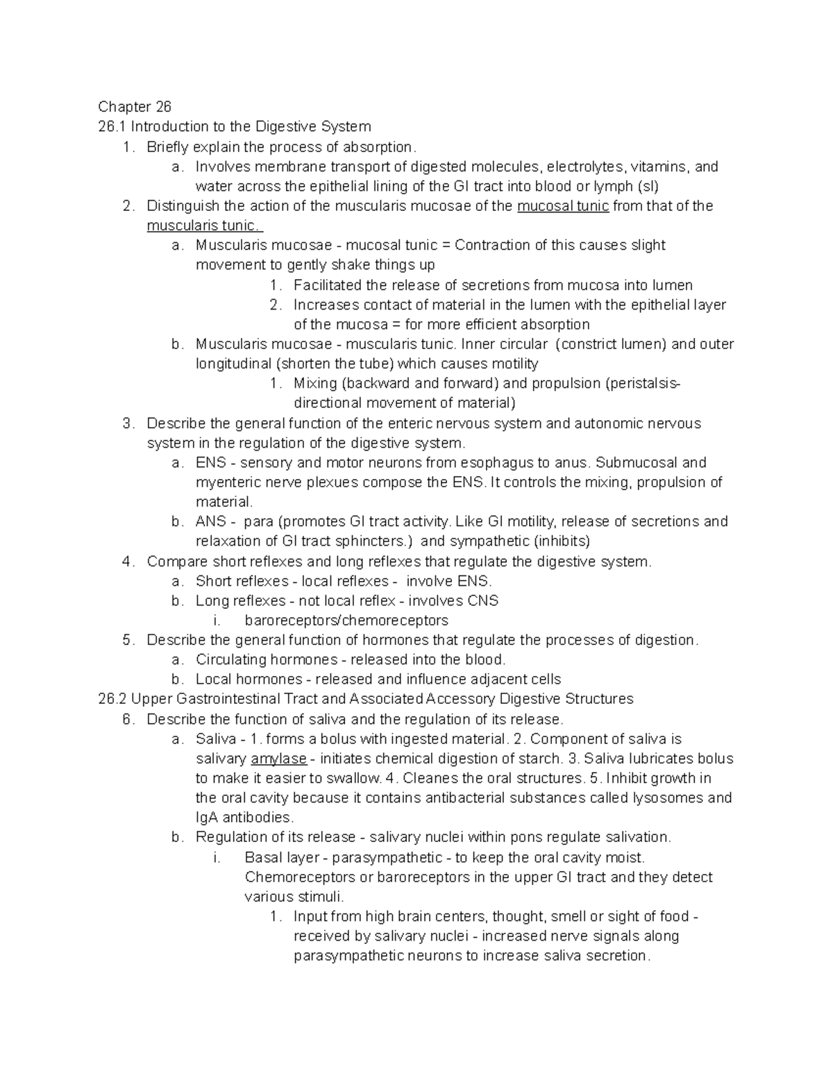 Biology 101: Chapter 26 - Overview of the Digestive System Processes ...