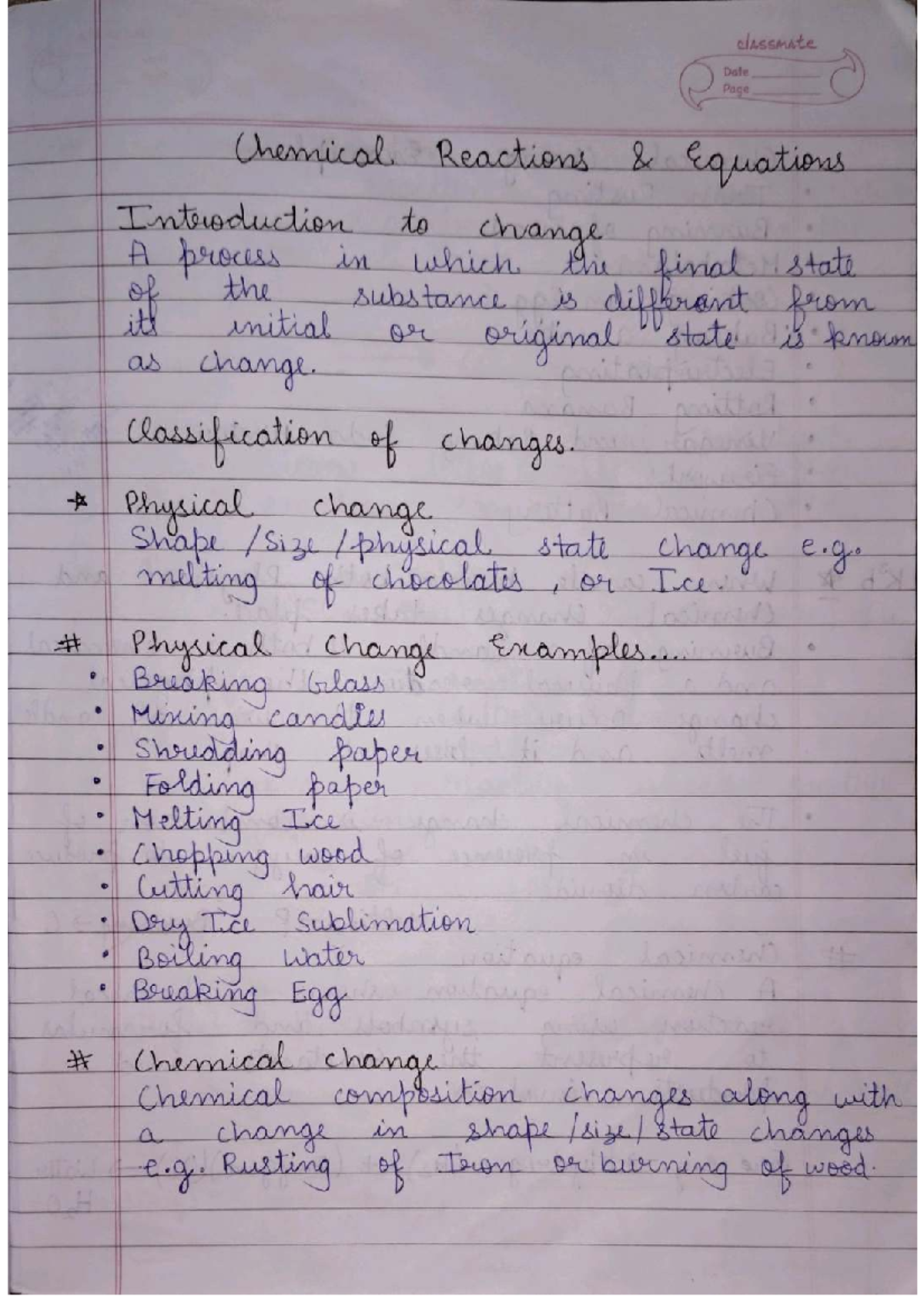 Chemical Reactions and Equations: Understanding Changes in Matter - Studocu