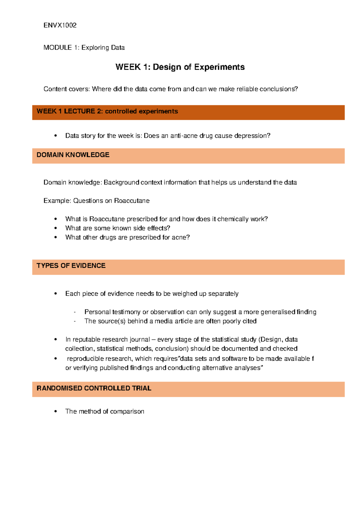 ENVX1002 Module 1: Week 1-5 Notes on Data Exploration and Analysis - Document Preview