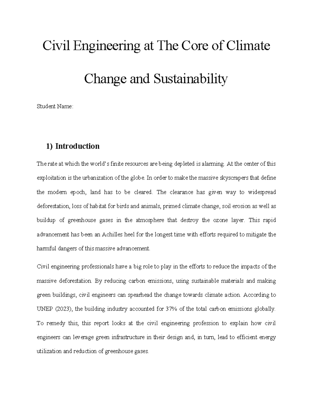Environment Assignment - Civil Engineering at The Core of Climate ...