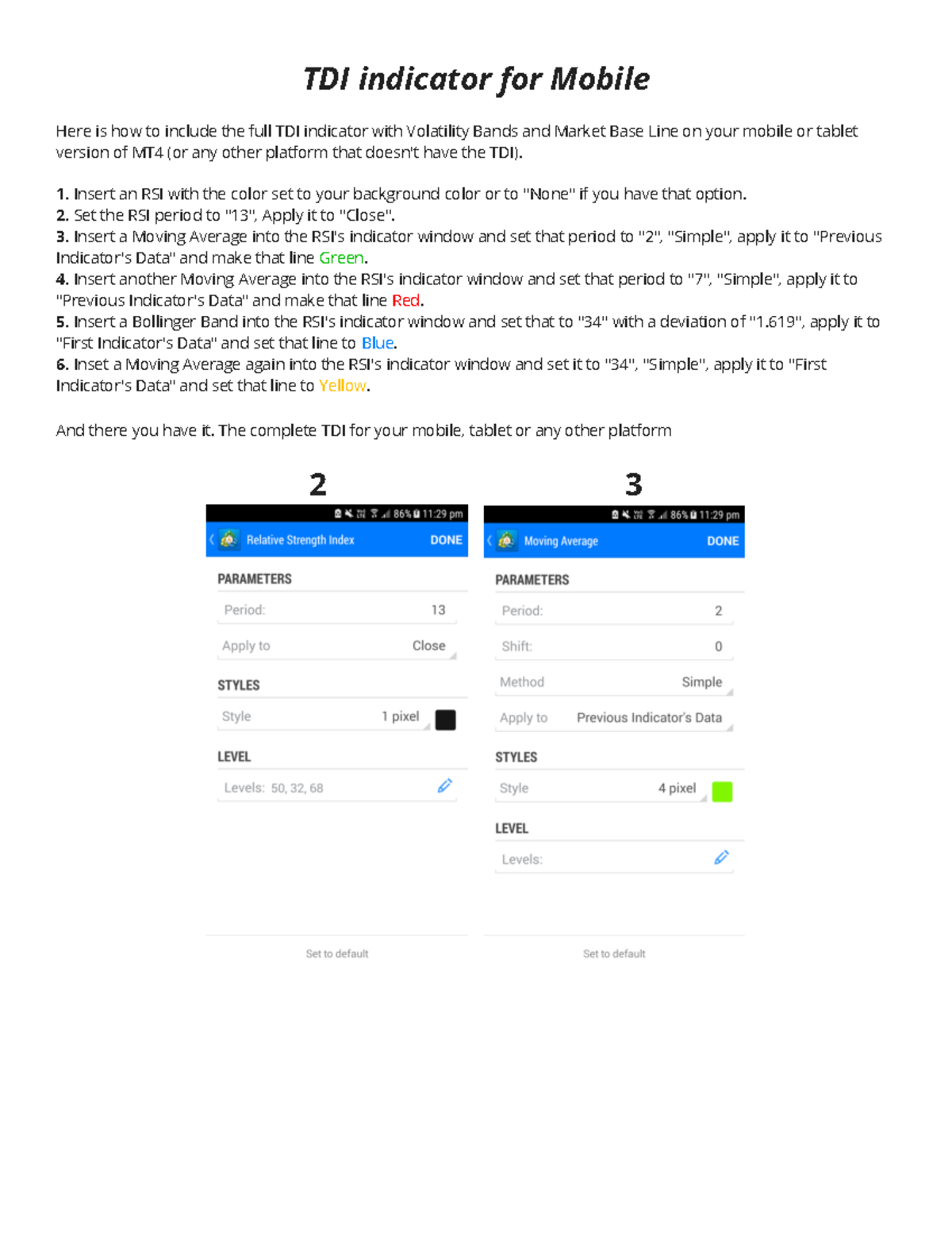 TDI Indicator Setup for Mobile Trading - Step-by-Step Guide - Studocu