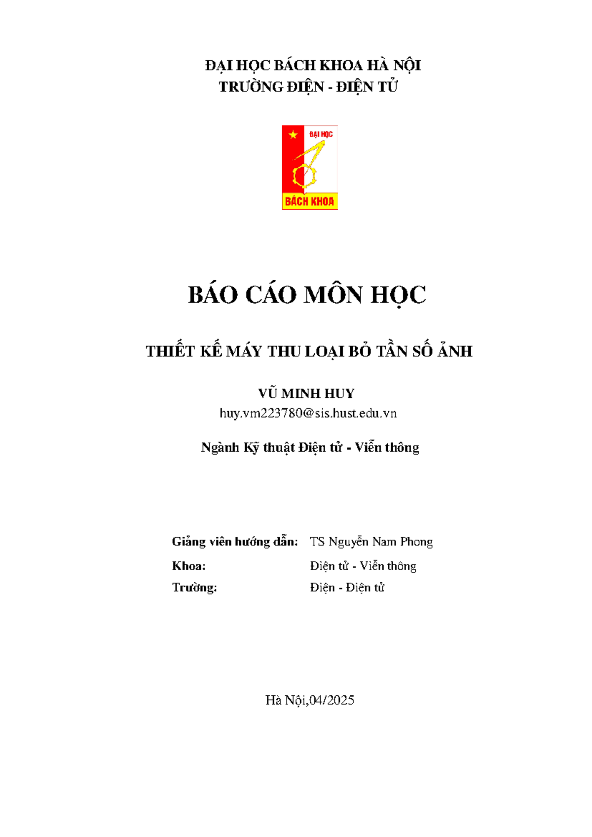 Báo cáo Thiết kế Máy Thu Loại Bỏ Tần Số Ảnh - DTTT2HB - Document Preview