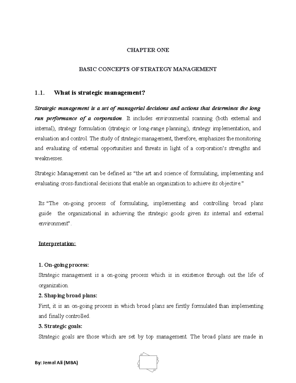 Chapter 1: Introduction to Strategic Management Concepts - Lecture ...