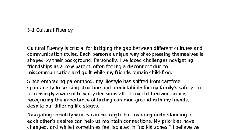 IDS-105 - Week 3 Discussion: Bridging Cultural Fluency Gaps - Studocu