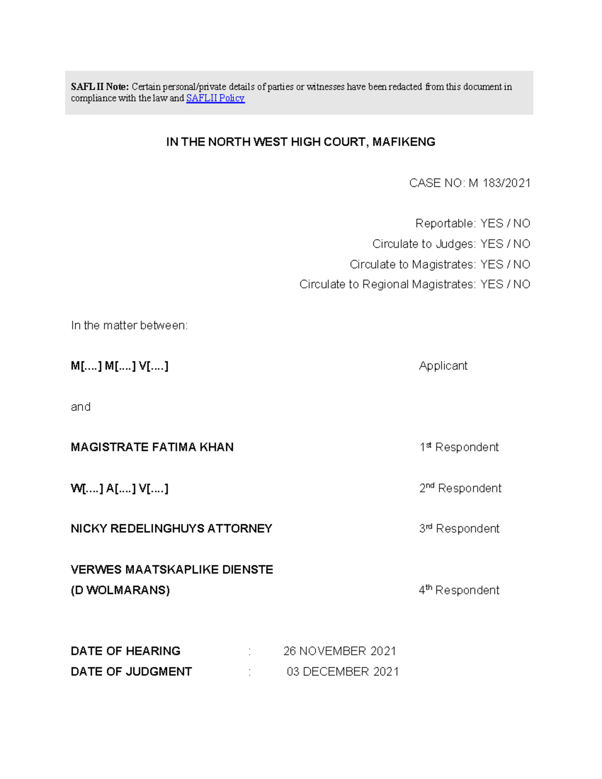 Case Review: Recusal Application in Magistrate Court (Case No: M) - Studocu