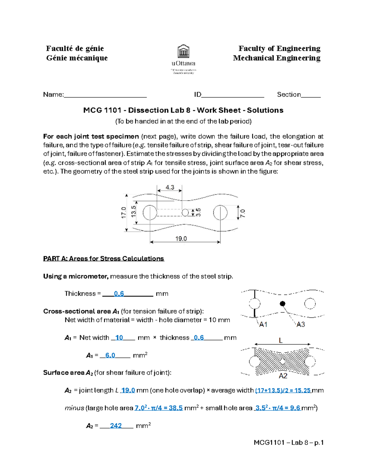 MCG1101 - Lab 8 - Dissection Worksheet Solutions and Analysis - Studocu