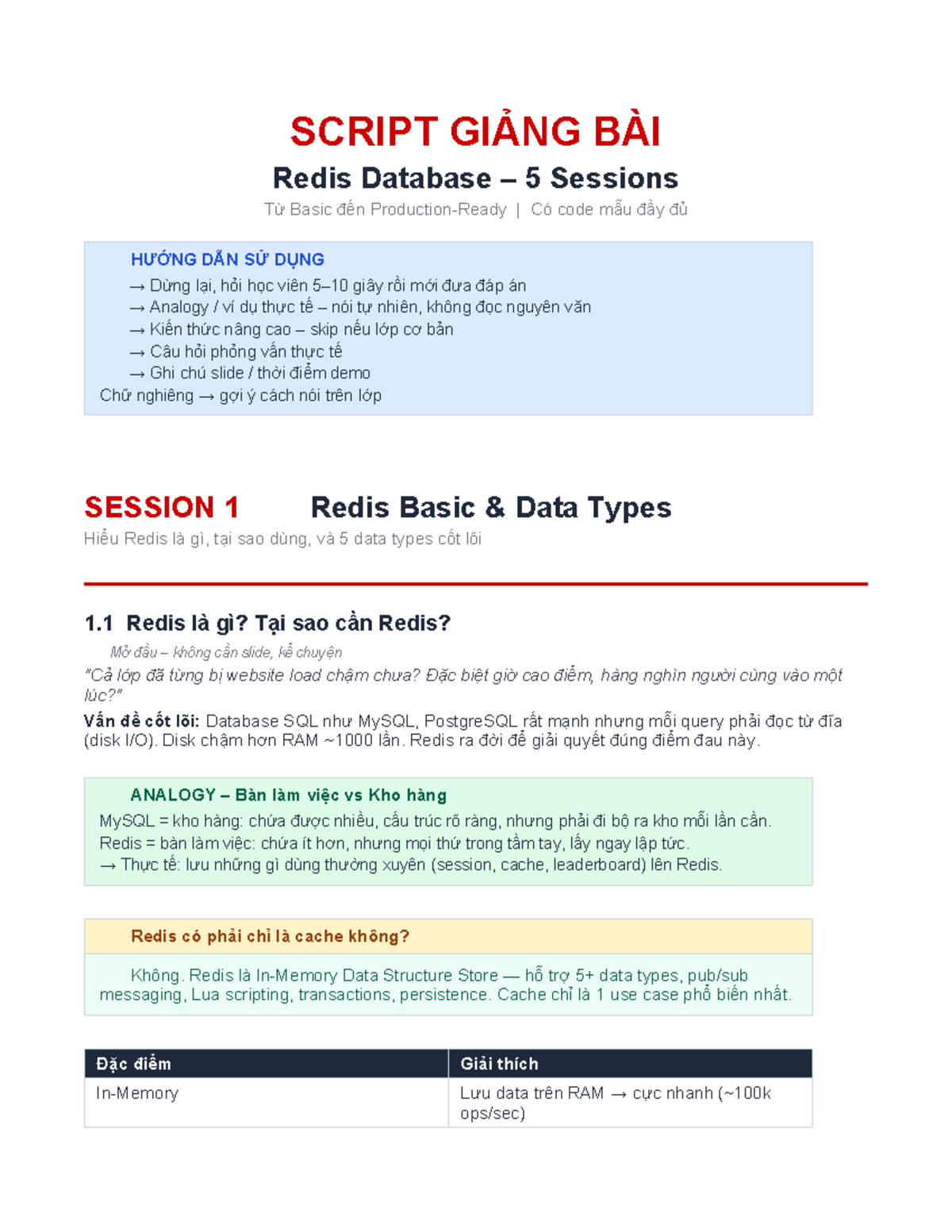 SCRIPT GIẢNG BÀI: Redis Database 5 Sessions từ Cơ Bản đến Nâng Cao ...