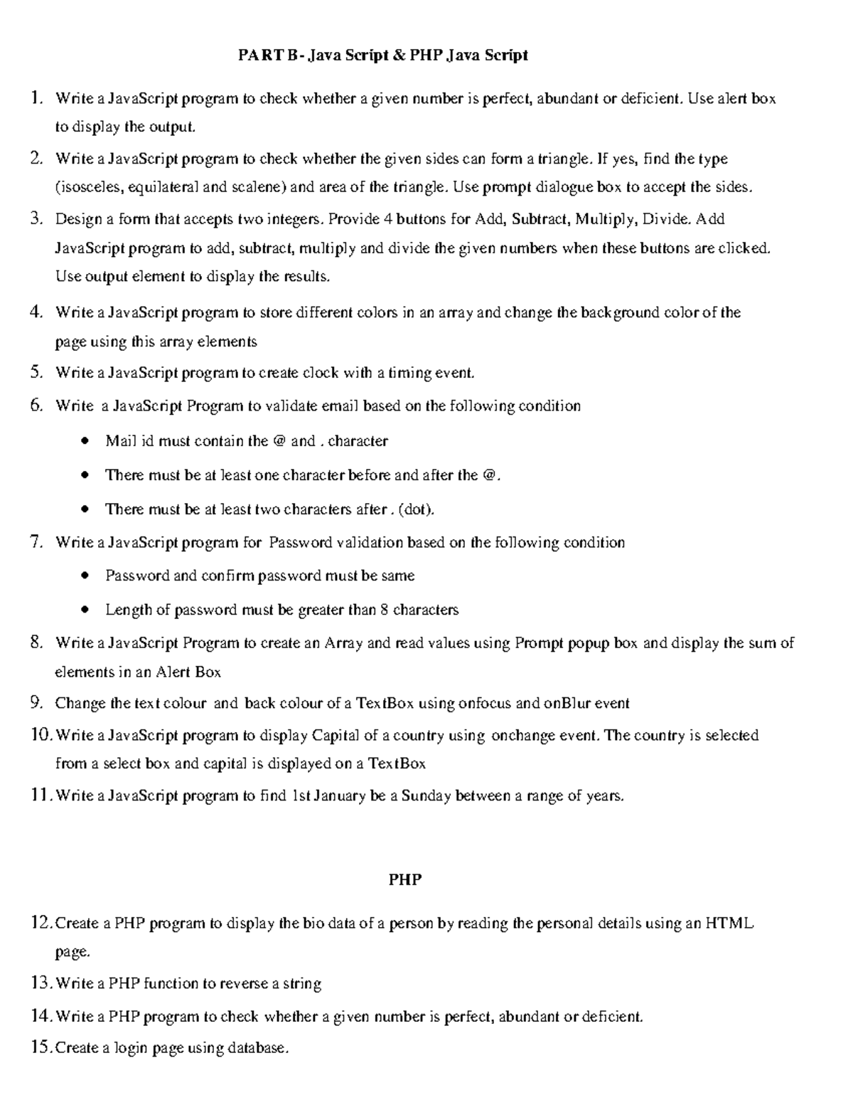 Java Script and PHP lab programs - PART B- Java Script & PHP Java ...