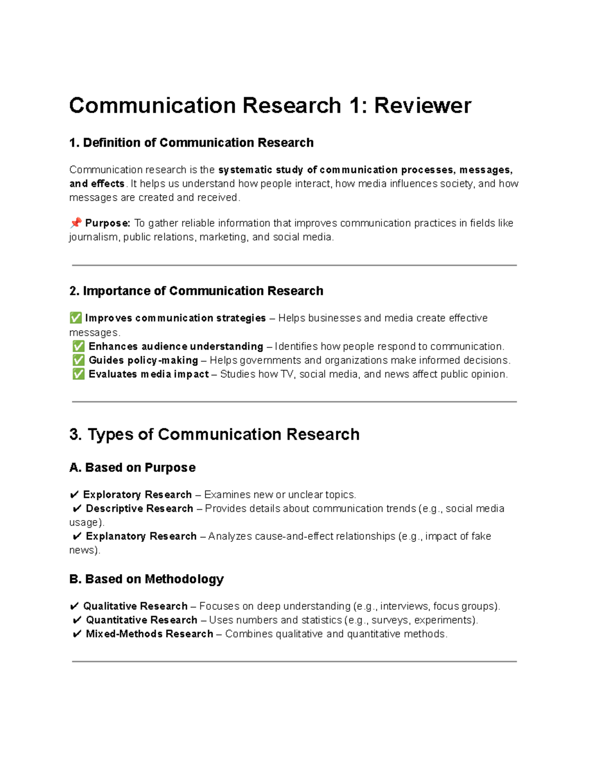Communicat 100 Communication Research 1 - Communication Research 1 ...