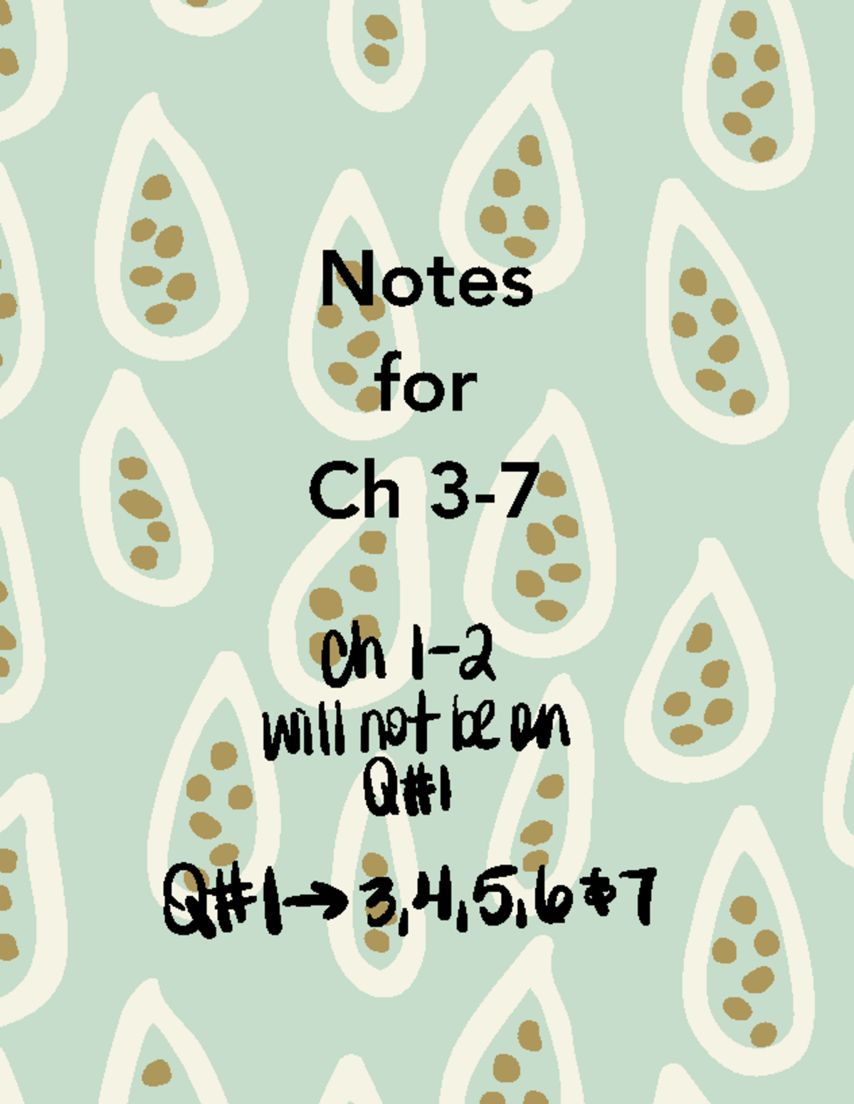 PEDs Ch 3-7 Notes - Notes for Ch 3- Ch1- will not be on Q# QH1- 3,4,5 ...