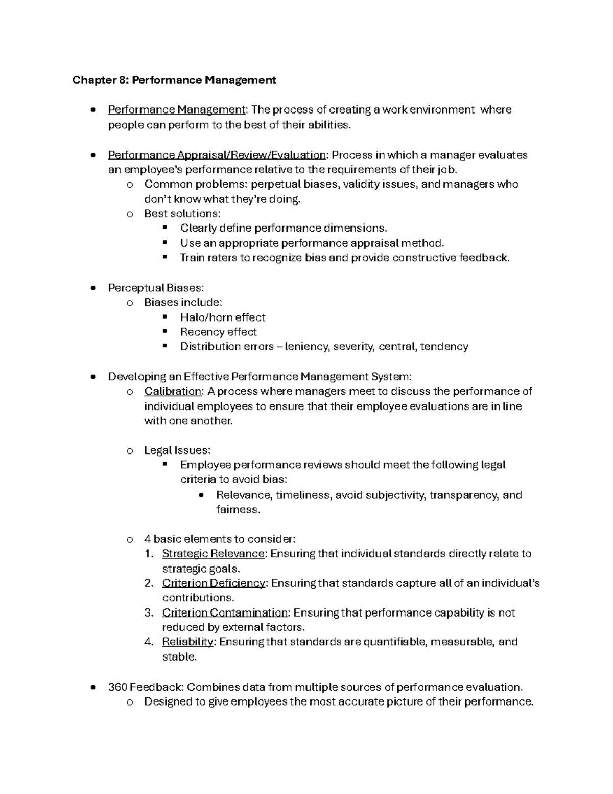 Chapter 8: Performance Management Overview and Key Concepts (HRM 101 ...