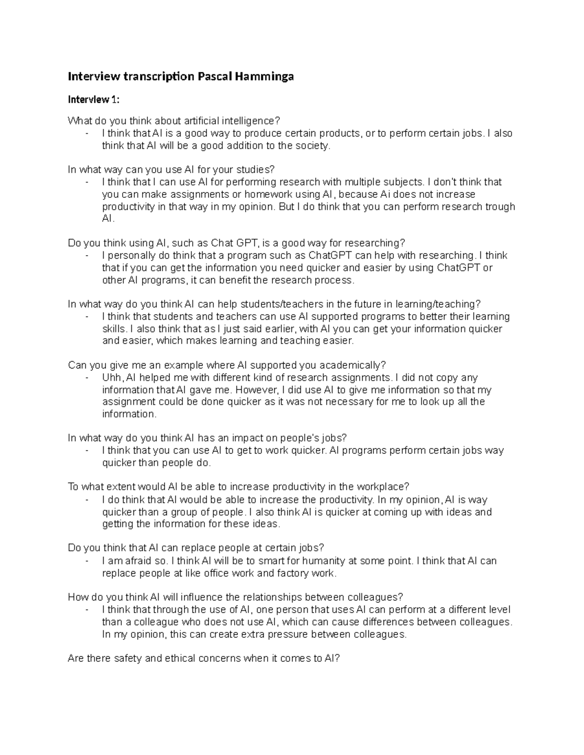 AI Interview Transcription Insights: Reflections on Education & Work ...