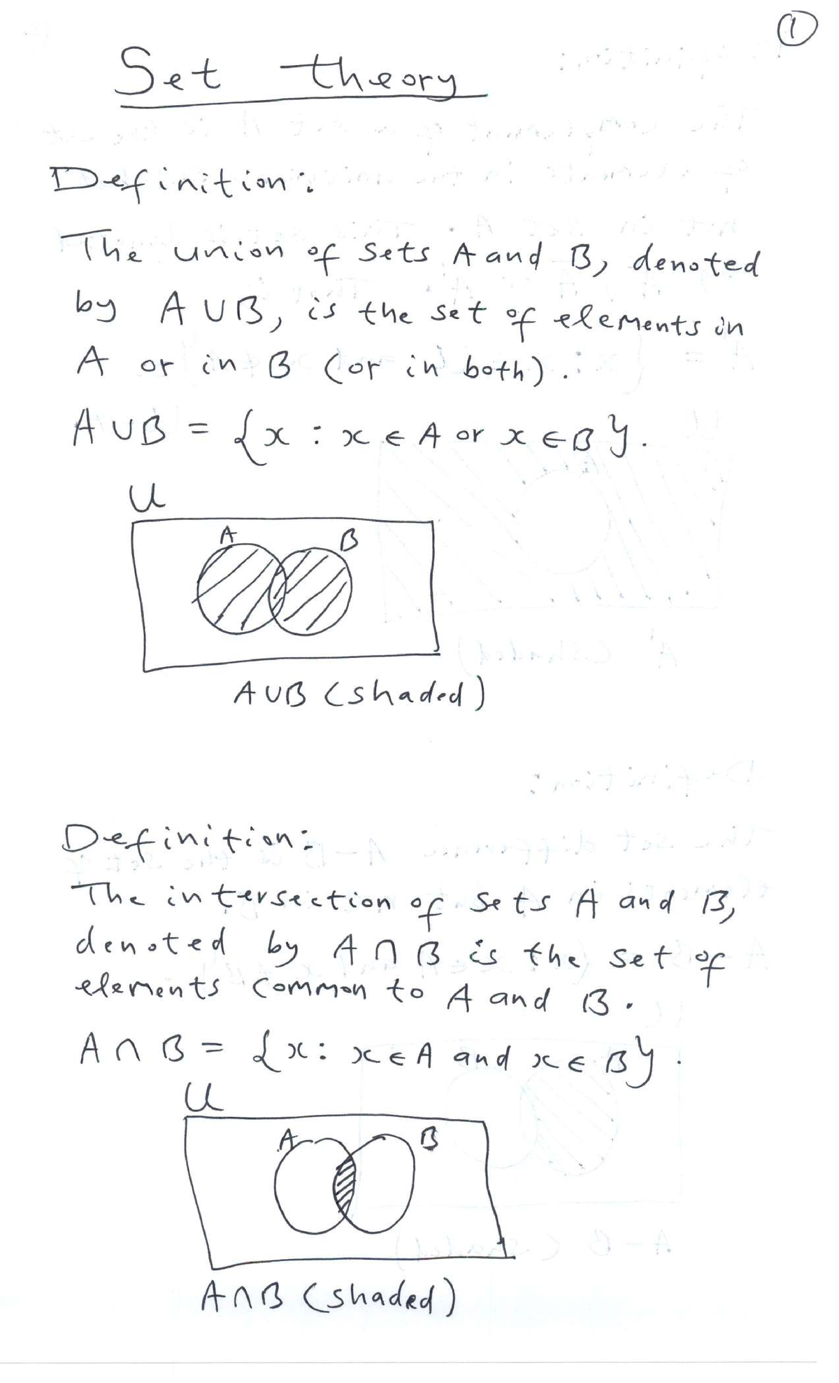 Set Theory Concepts and Definitions: AUB, ANB, and More - Studocu