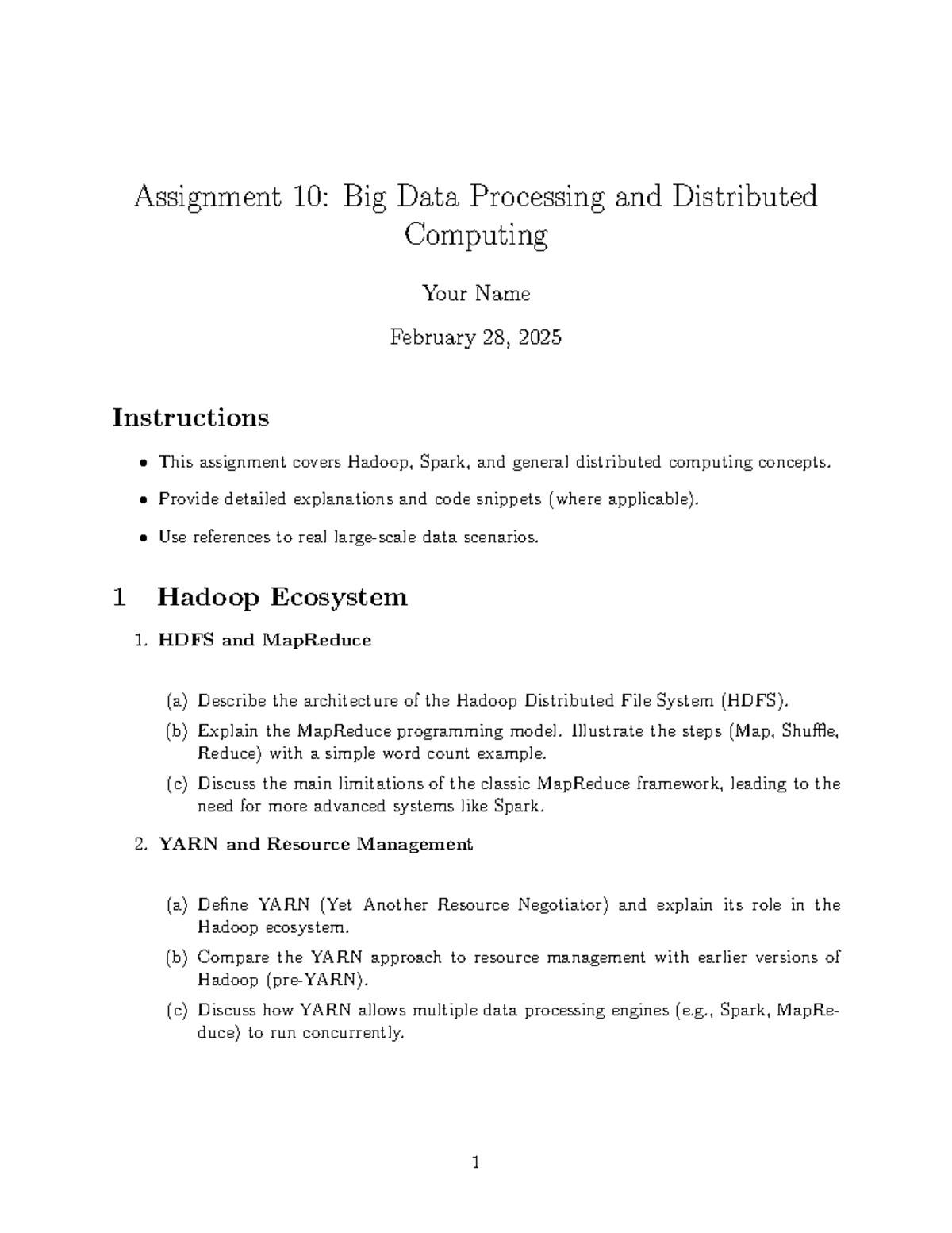 Assignment 10: Big Data Processing & Distributed Computing - Studocu