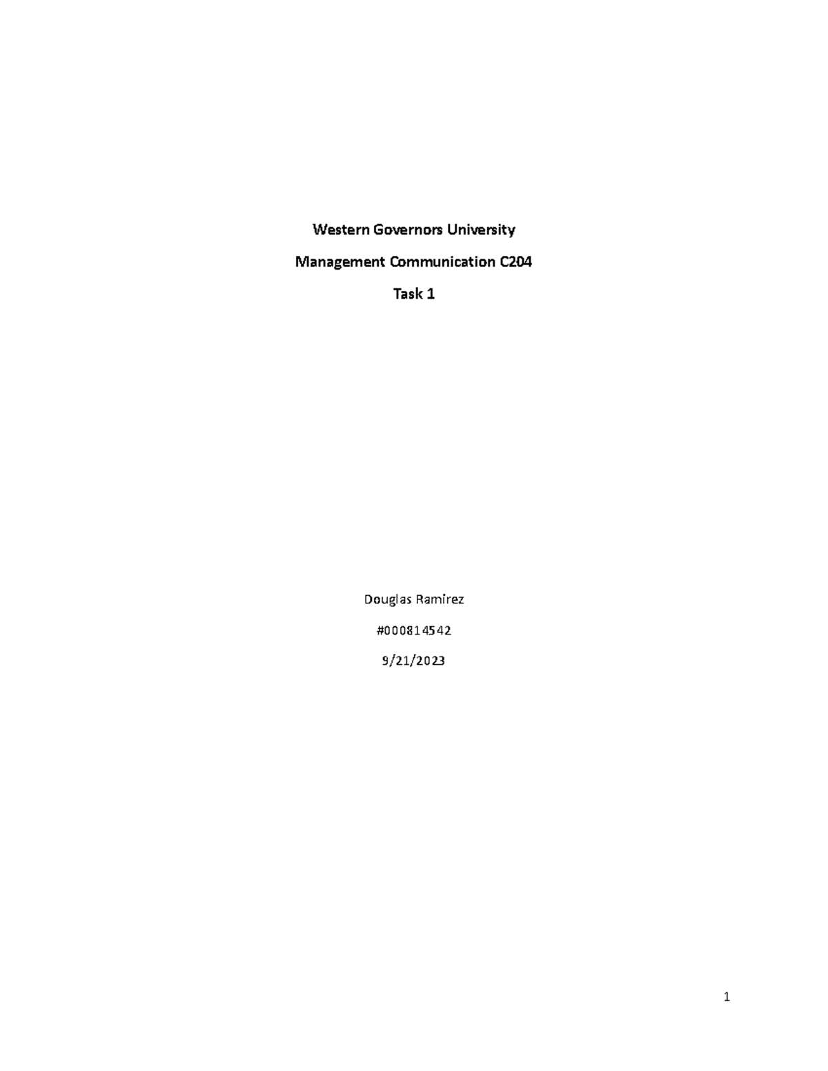 C204 Task 1 - Task 1 - Western Governors University Management ...