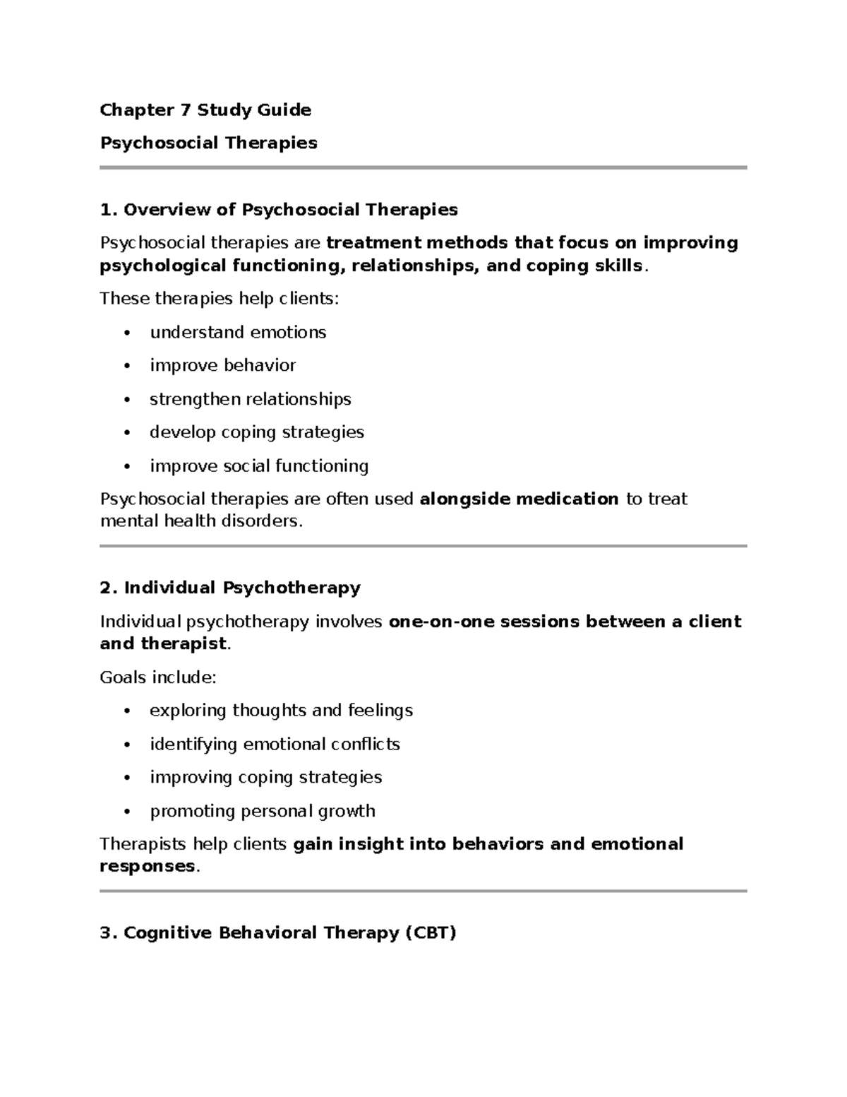 BOOK PSY 101 Chapter 7 Study Guide: Psychosocial Therapies Overview ...
