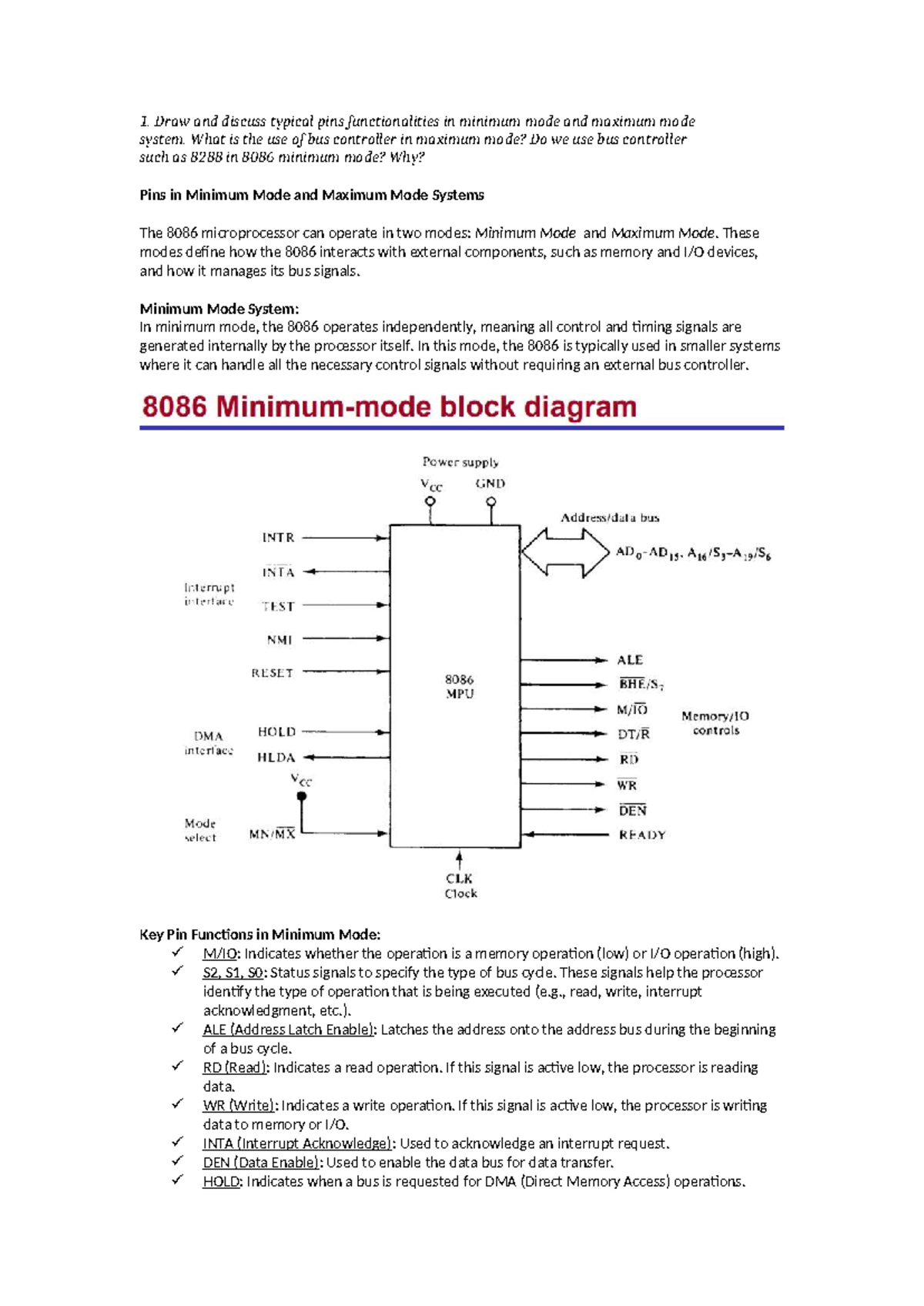 Micro assignment - Draw and discuss typical pins functionalities in ...