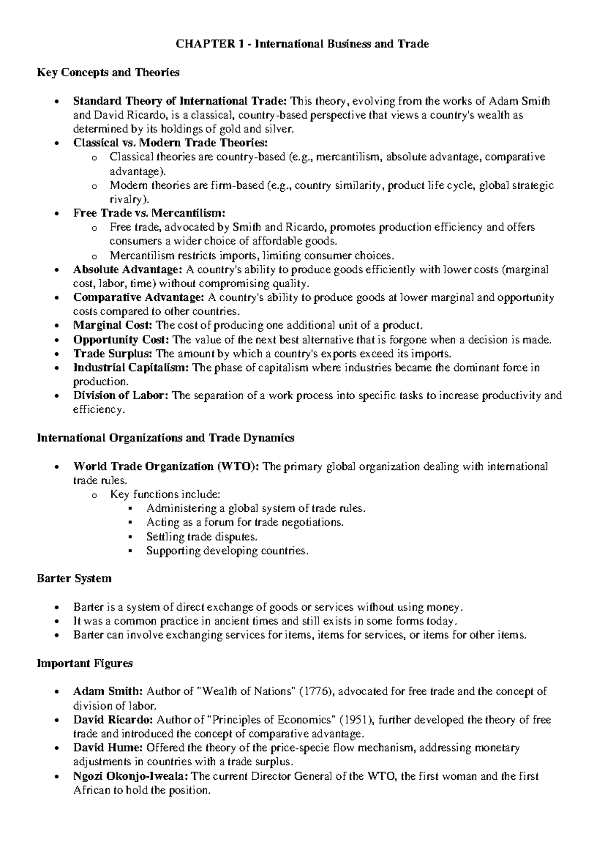 CHAPTER 1: Key Concepts in International Business & Trade - Studocu