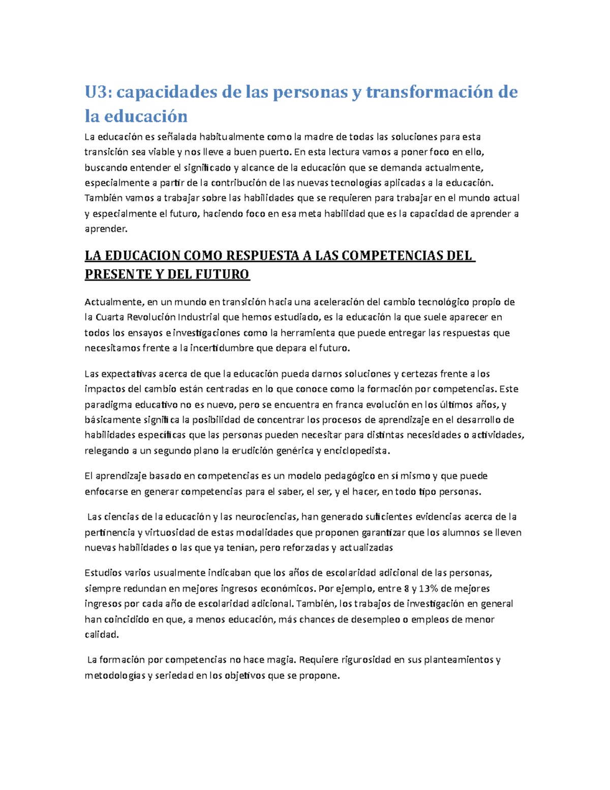 U3 Resumen de Capacidades y Transformación Educativa - Módulo 3 - Studocu