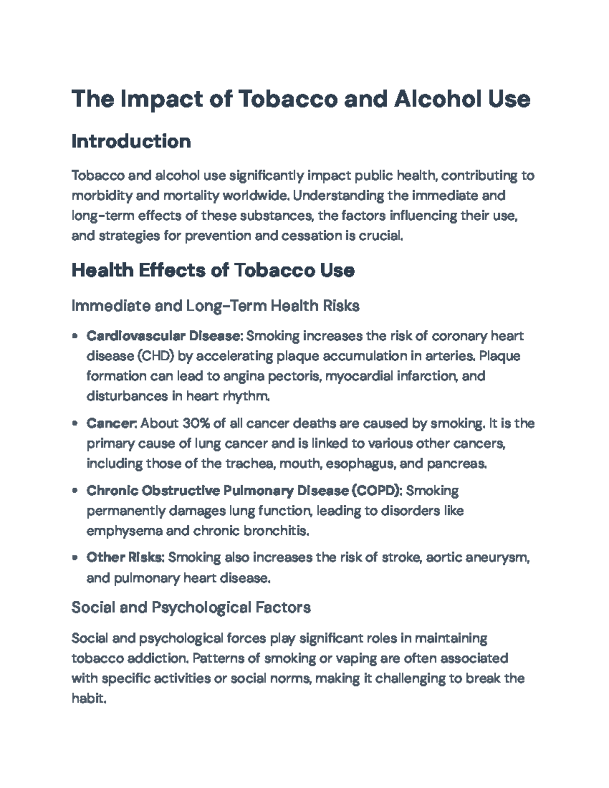 The Impact of Tobacco and Alcohol Use: Health Risks & Cessation ...