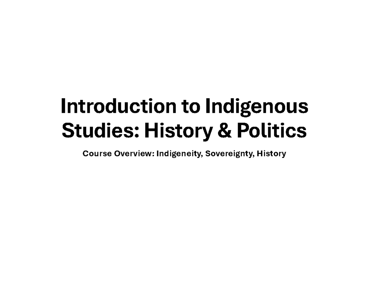INS202 Week 1: Introduction to Indigenous Studies Topics - Studocu
