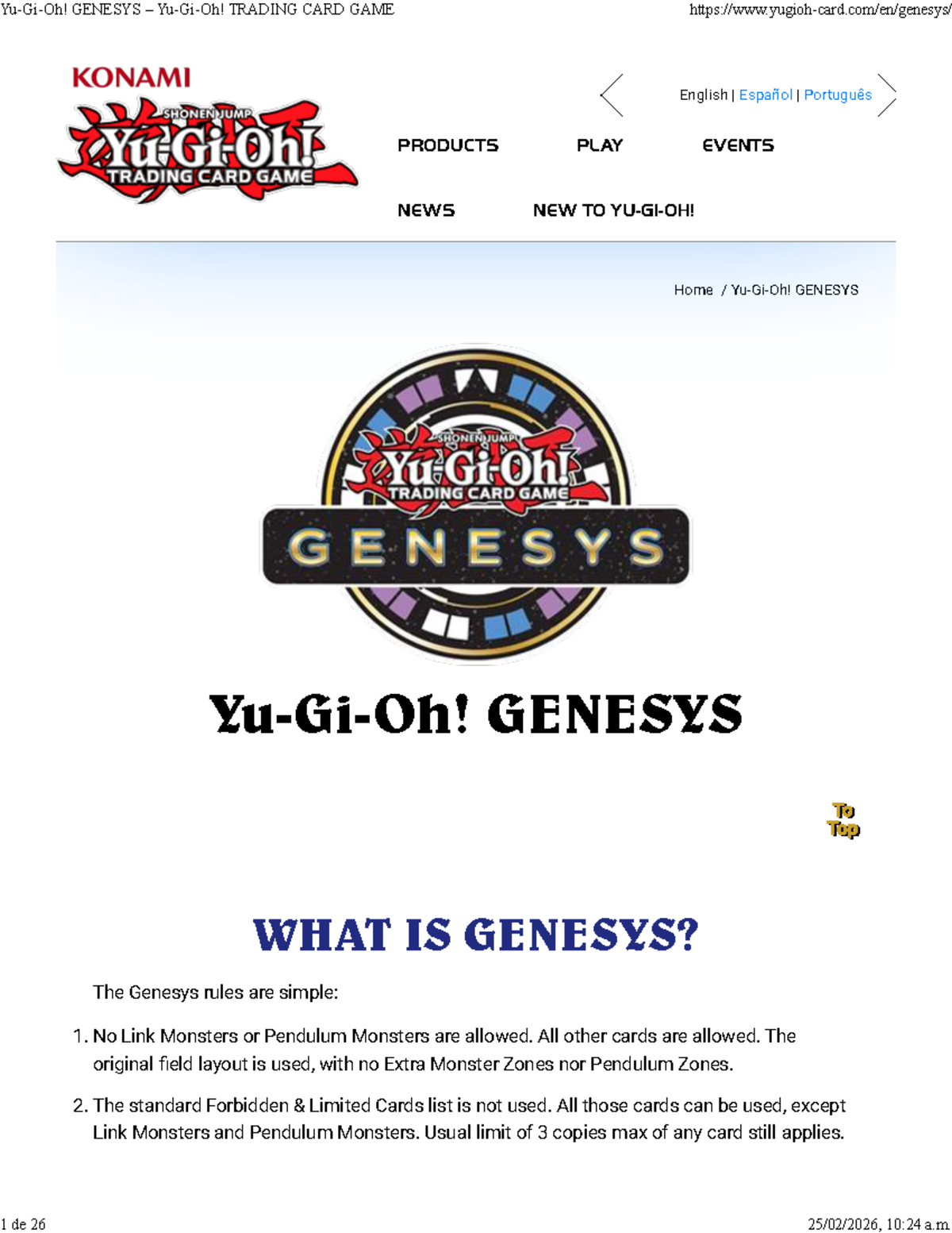 Yu-Gi-Oh GENESYS Trading Card Game Rules and Deck Building Guide - Studocu