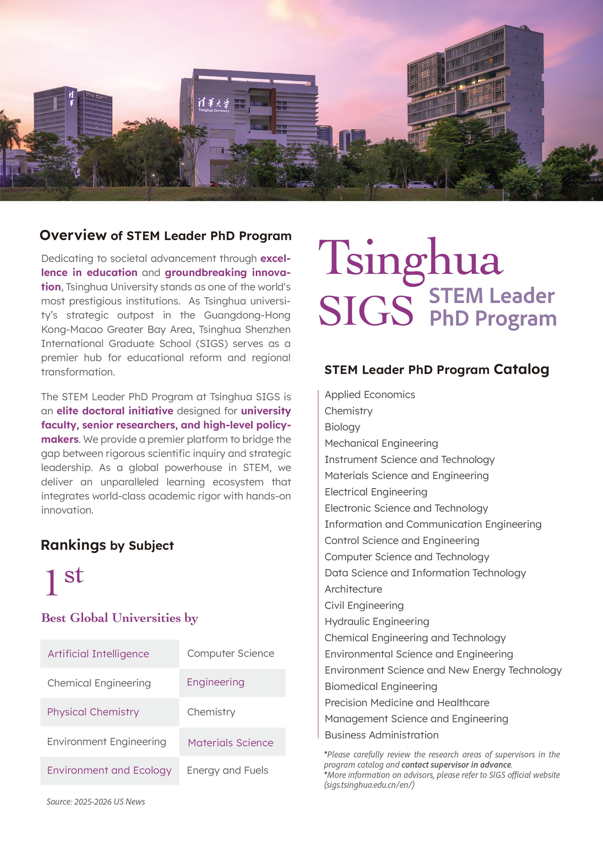 Tsinghua SIGS STEM Leader PhD Program Overview and Insights - Studocu
