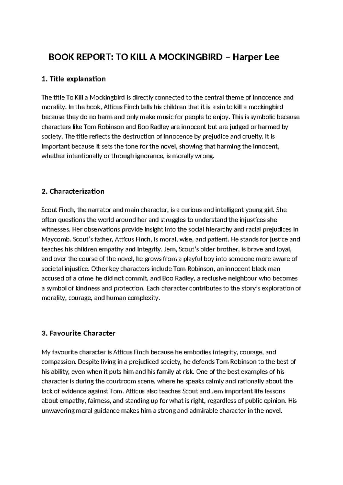 BOOK REPORT: TO KILL A MOCKINGBIRD (ENG 101) Analysis and Insights ...