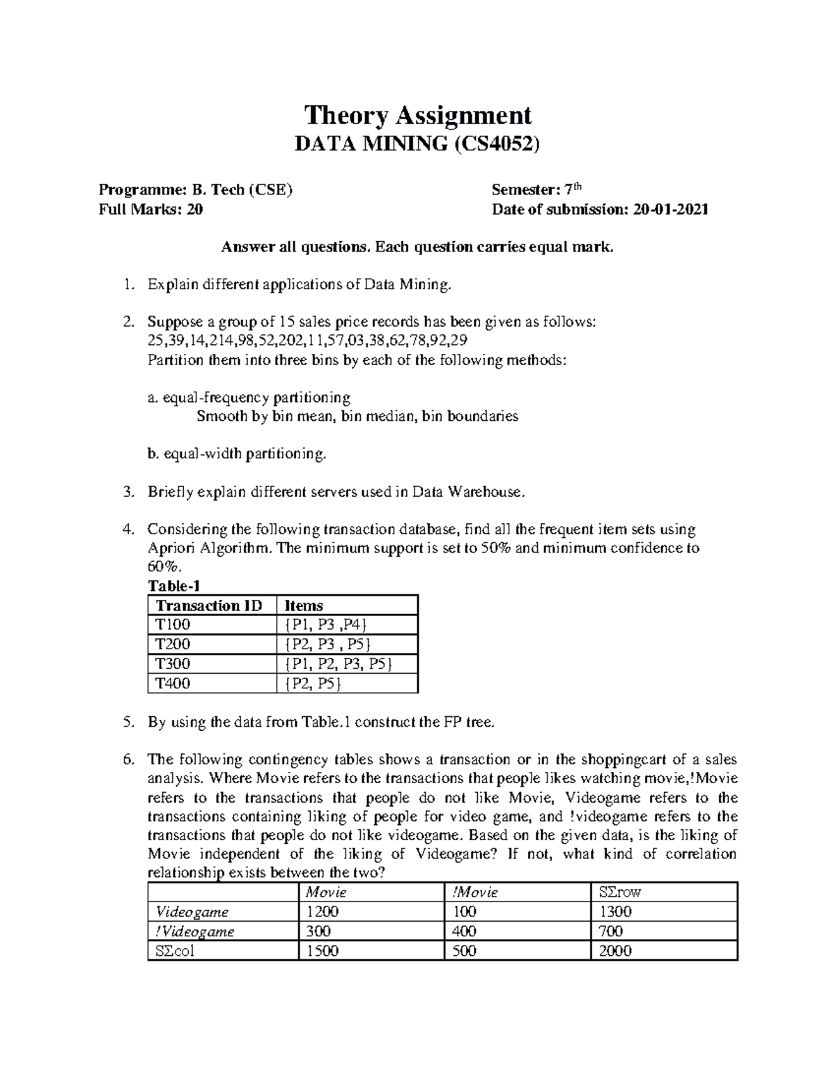CS4052 Data Mining Assignment 2: Important Conceptual Notes - Studocu