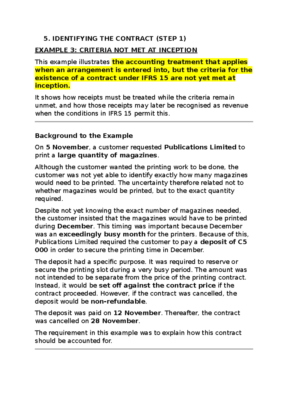 5.4.1 IFRS 15 Example 3: Contract Criteria Not Met at Inception - Studocu