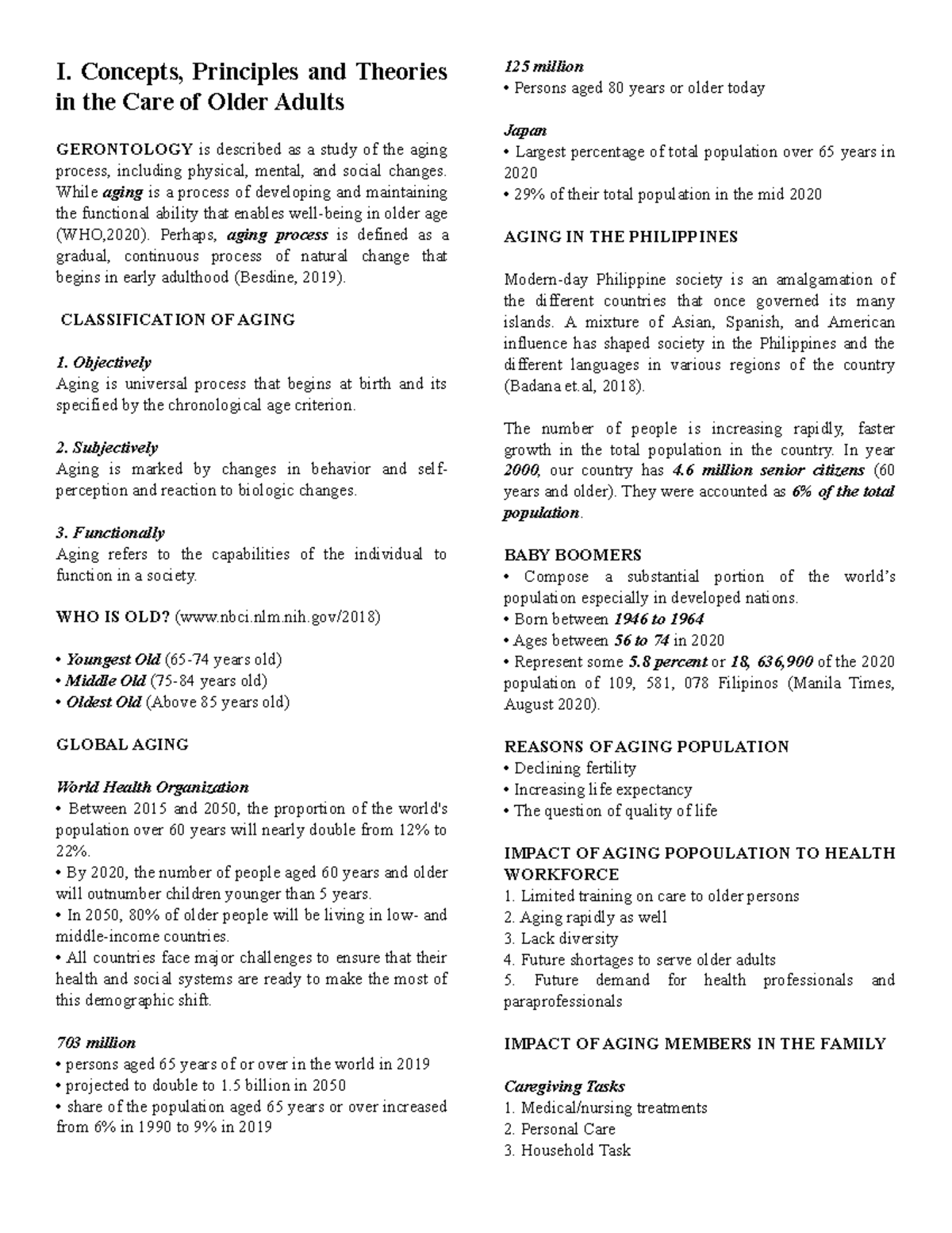 Midterm Study Notes: Concepts in Gerontology (GERONTOLOGY) - Studocu
