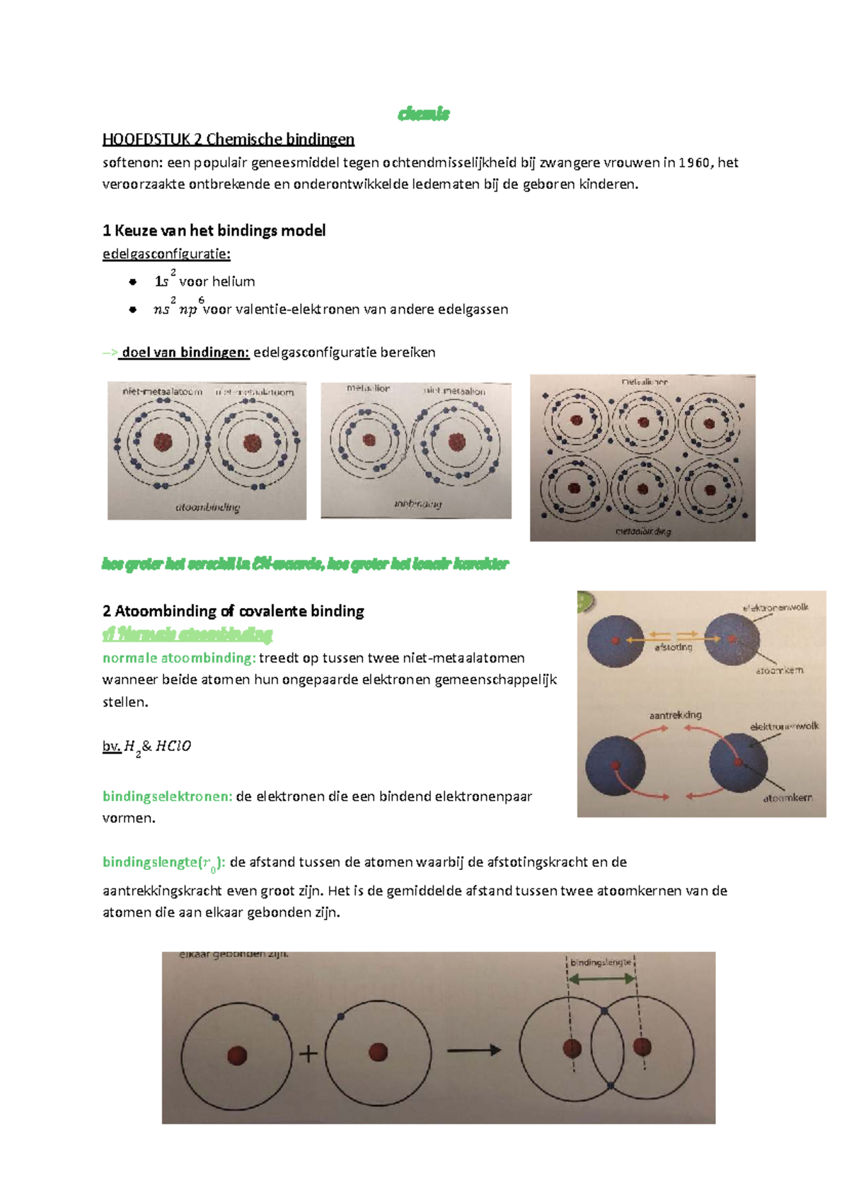 Chemie Toets HOOFDSTUK 2: Chemische Bindingen en Modellen - Studocu