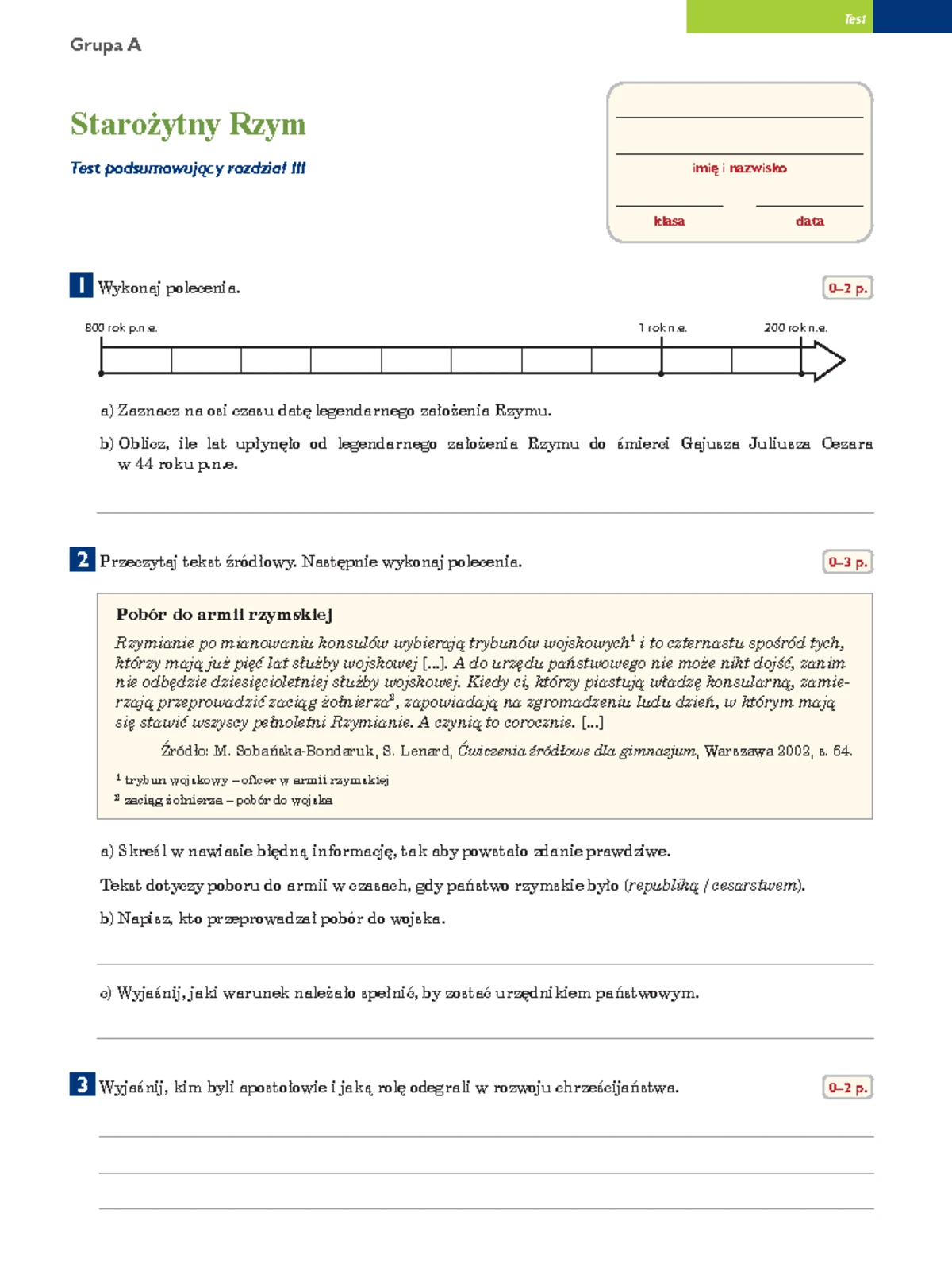 Sprawdzian Z Historii Kl 4 Dział 2 www.studocu.com