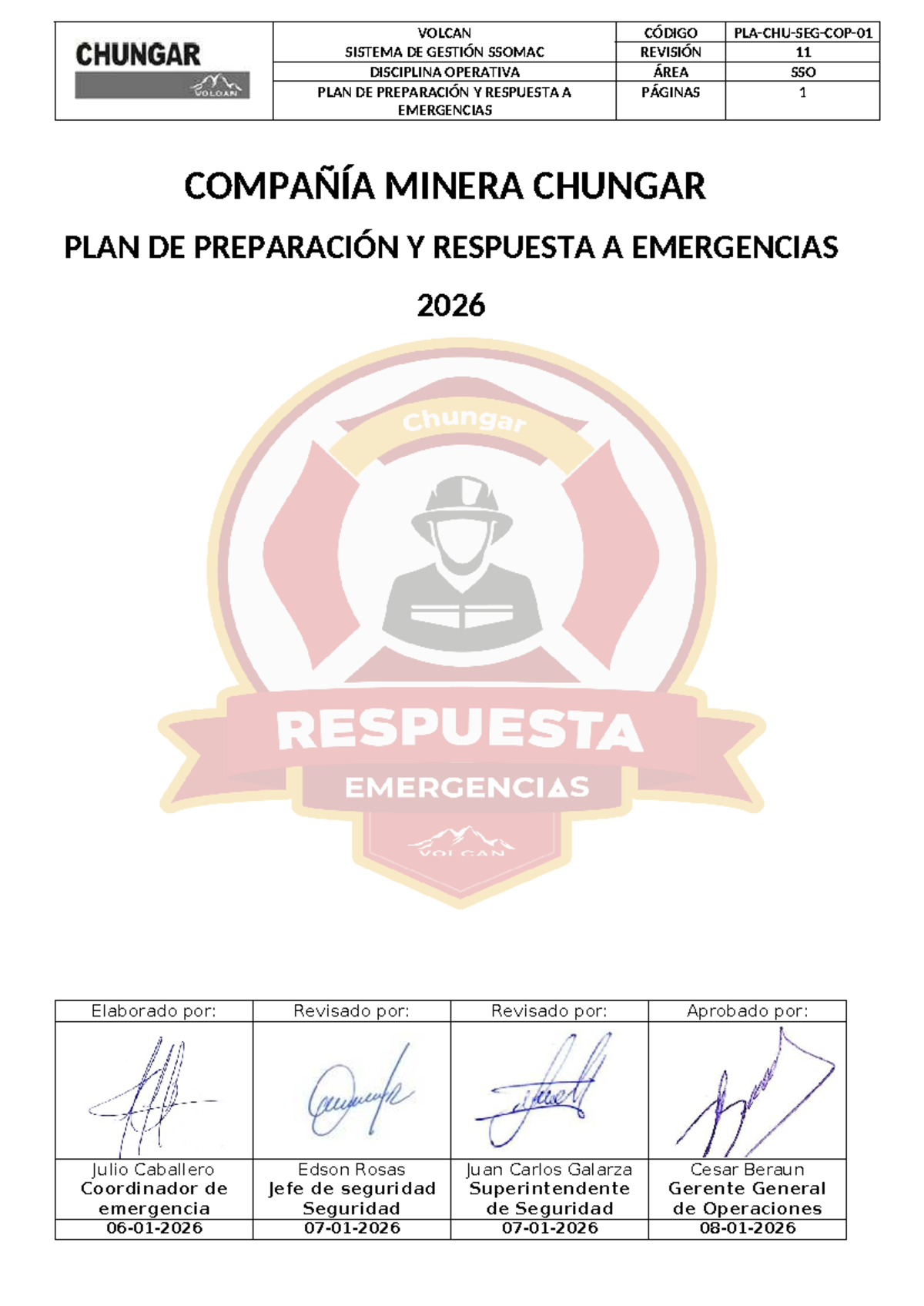 PLAN DE PREPARACIÓN Y RESPUESTA A EMERGENCIAS SSO 2026 - Studocu