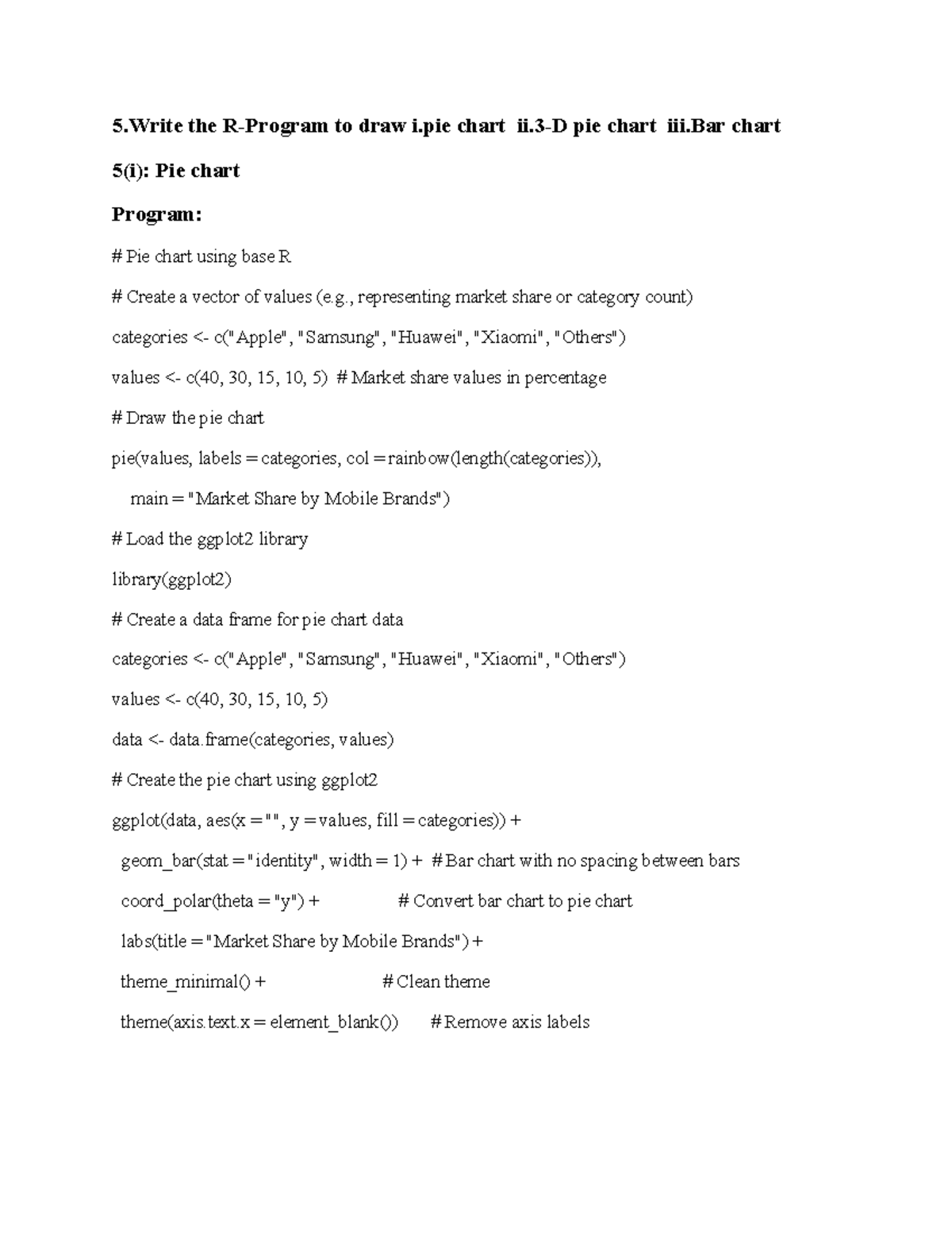 R Programming: Charts & Graphs - Pie, Bar & Line Analysis - Studocu