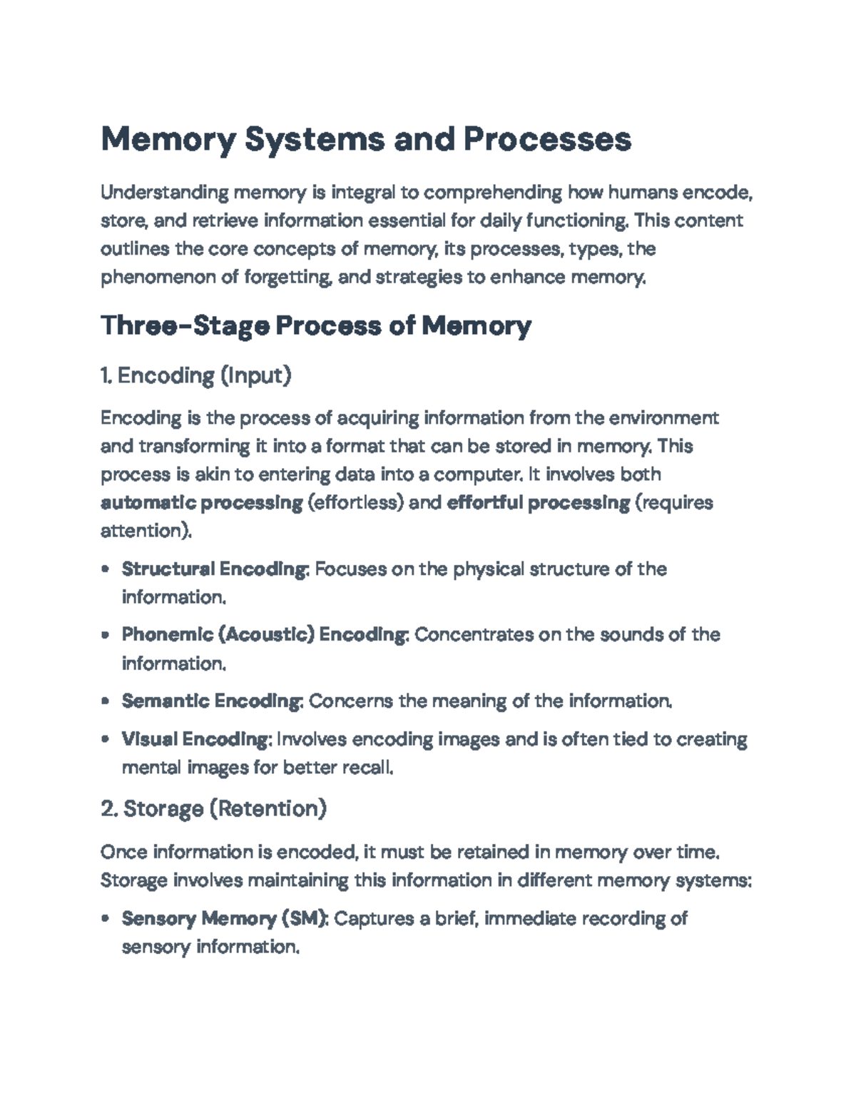 Memory Systems and Processes: Encoding, Storage & Retrieval Insights ...