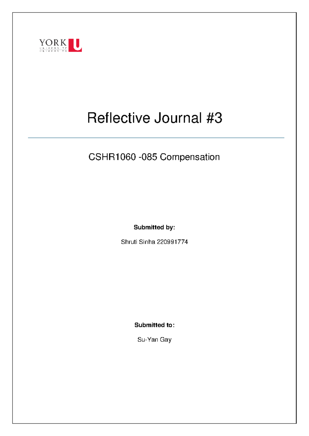 Reflective Journal 3_Compensation & Benefits - Reflective Journal # 3 ...