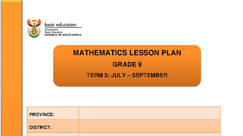 Grade 9 Mathematics Lesson Plan: Surface Area & Volume of 3D Objects ...