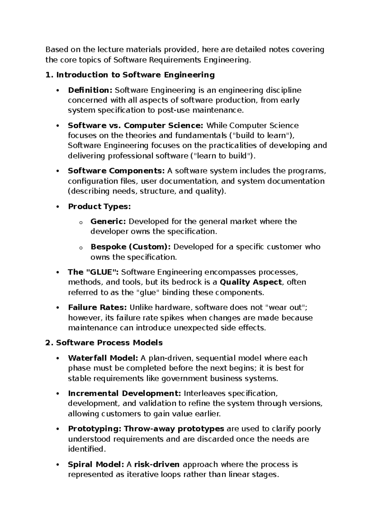 SRE 101: Comprehensive Lecture Notes on Software Requirements ...