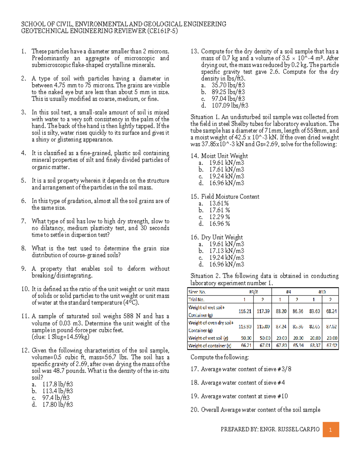 CE161P-5 Geotechnical Engineering Final Exam Reviewer - Studocu